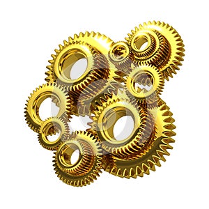 3d Golden cogs