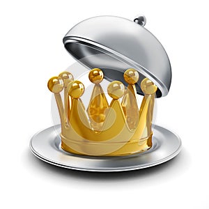 3d golden crown on silver plate