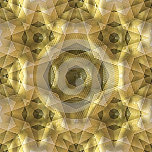 3d golden fractal geometric pattern