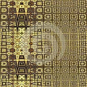 3d golden fractal geometric pattern