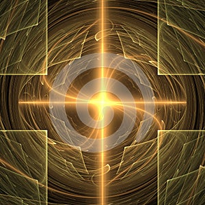 3d golden fractal symmetric graphic