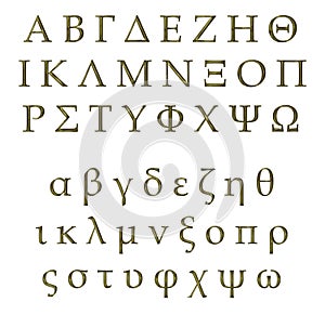 3D Golden Greek Alphabet