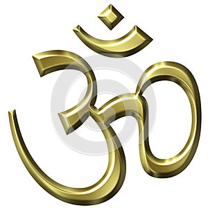 3D Golden Hinduism Symbol photo