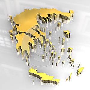 3d golden map of greece