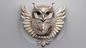 3d golden owl simple shape logo desing