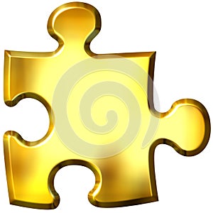3D Golden Puzzle Piece