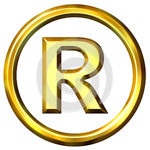 3D Golden Registered Symbol