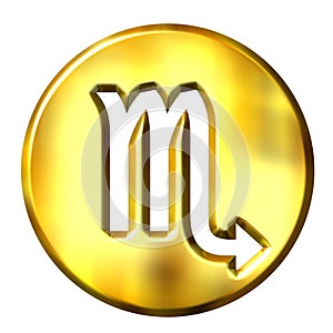 3D Golden Scorpio Zodiac Sign