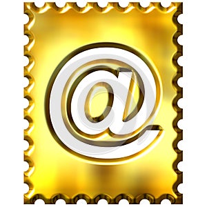 3d golden stamp with email symbol