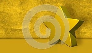 3D Golden Star in Gold background with copy space. Business Rewards, Recognition and Employee satisfaction concept