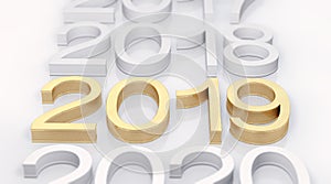 3D Golden Text 2019 new year