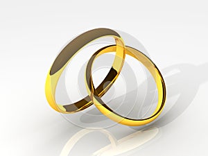 3D Golden Wedding Rings