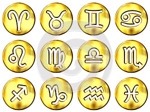 3D Golden Zodiac Signs