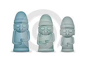 3D Grandfather statues Dol hareubang, vector