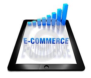 3d graph and e-commerce on digital tablet