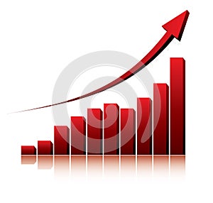 3d graph showing rise in profits or earnings photo