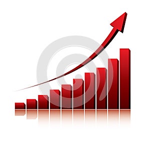 3d graph showing rise in profits or earnings photo