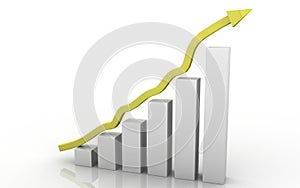 3D GRAPH SHOWING RISE IN PROFITS OR EARNINGS