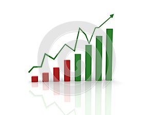 3d graph showing rise in profits or earnings