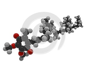 3d graphics of coenzyme Q10 CoQ10 molecule, popular antiaging and longevity supplement, as well as mitochondrial antioxidant