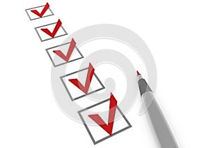 3d gray check box red pen