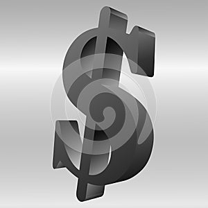3D gray dollar symbol on gradient background