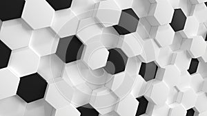 3D gray geometric hexagon abstract background. Moving wall. honeycombs. Animation loop 4