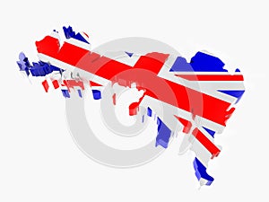 3D Great Britain borderline with national flag colors