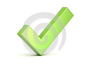 3d Green check mark or tick isolated over white background