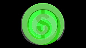 3d green game coin spin