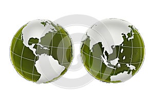 3D Green Globes Illustration
