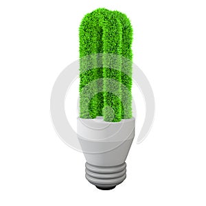 3d green grass fluorescent light bulb