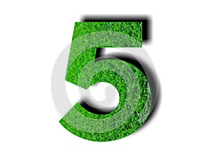 3d green grass texture number 5 five on white background