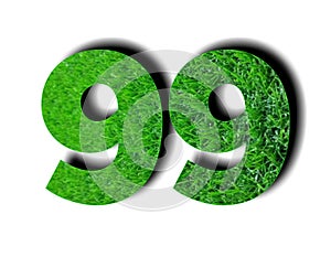 3d green grass texture number 99 ninety nine on white background
