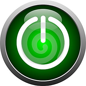 3D green power button icon