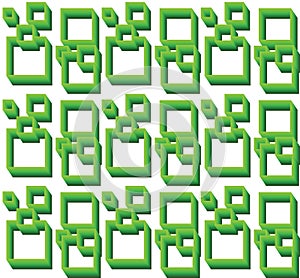 3D GREEN RECTANGLE BOX PATTERN SEAMLESS WALLPAPER