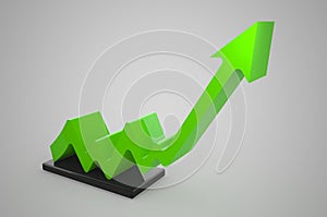 3d Green Success Chart on gray