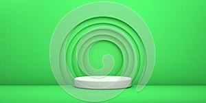 3d green vectorial round podium, pedestal or platform, background for products