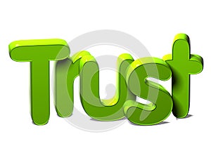 3D Green Word Trust on white background