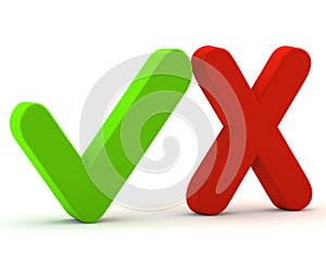 3d green yes check mark and red no