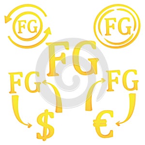3D Guinean Frank currency of Guinea set symbol icon