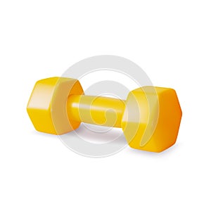 3d Gym Equipment Yellow Dumbbell Cartoon Style. Vector