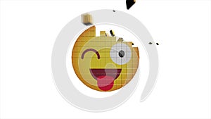 3D Haha emoji button Animation with increasing counting of numbers on isolate white background