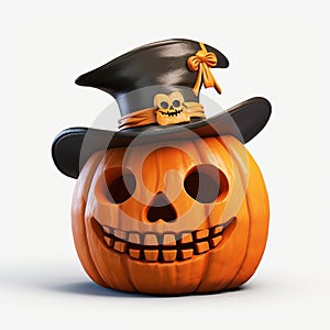 3d Halloween Pumpkin Hat: Cute Jackolantern Pirate Render
