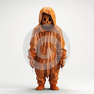 3d Halloween Pumpkin Man Costume With Textural Paint Effects