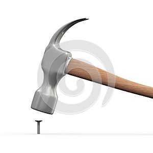 3d hammer hitting a nail