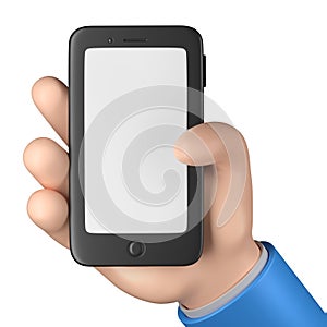 A 3D Hand with Cell Phone illustration isolated on a white background