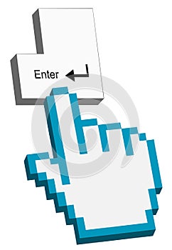 3d hand cursor on enter button