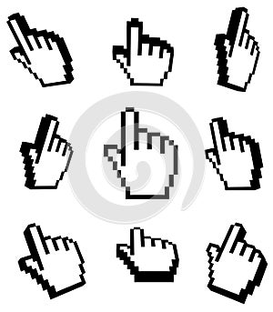 3d Hand cursors icon set