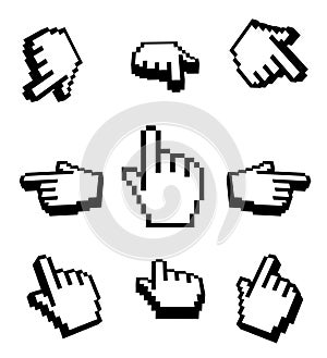 3d Hand cursors icon set